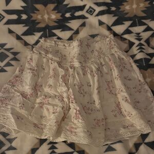Hollister Cream and Pink Floral Skirt